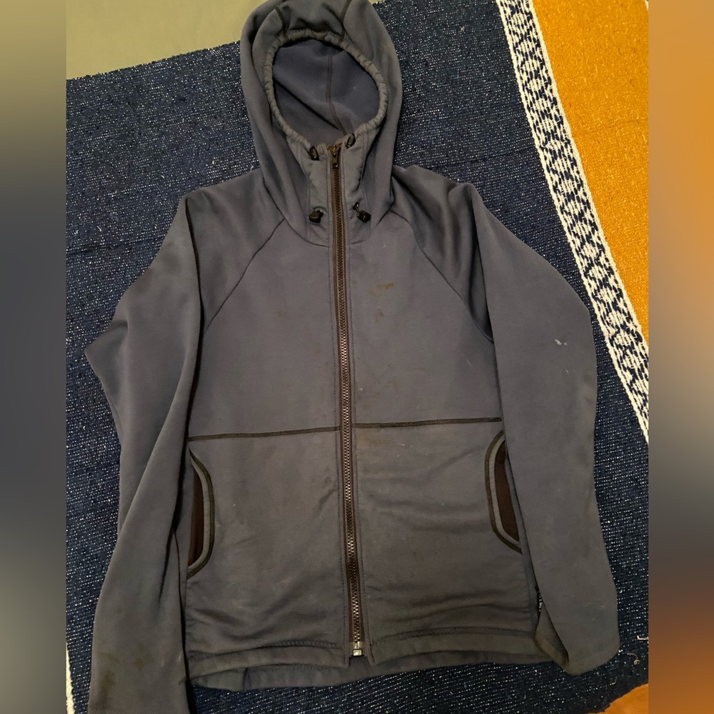 Melanzana dark blue wind pro zipper hoodie. Well loved.